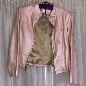 Pink genuine leather jacket